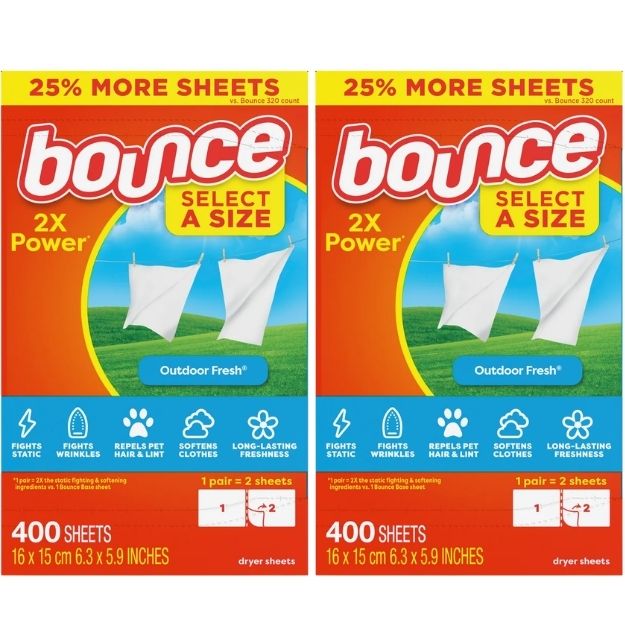 Bounce Lenço Amaciante Para Secadora Com 400 Lenços cada - Pack de 2